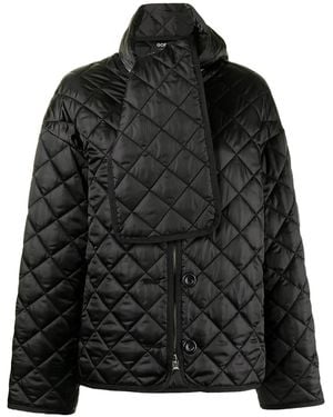 Goen.J Scarf-Detail Quilted Oversized Jacket - Black