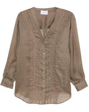 Isabelle Blanche Blouse À Col V - Brown