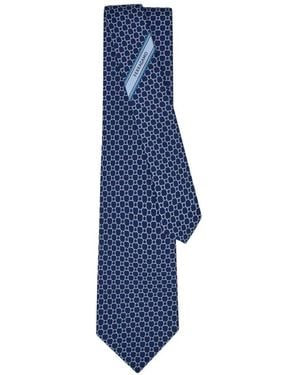 Ferragamo Gancini Print Silk Tie - Azul