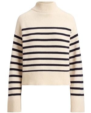 Ralph Lauren Striped Mock-Neck Jumper - White