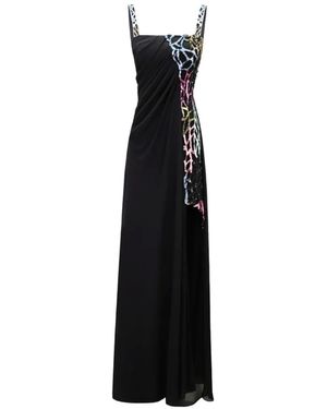Gemy Maalouf Draped Beaded Maxi Dress - Black