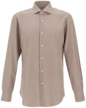 Barba Napoli Checked Long-Sleeves Shirt - Brown