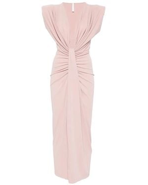 Imperial Draped V-Neck Midi Dress - Pink