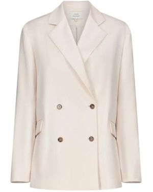 Loulou de Saison Donau Lds Double-Breasted Flap Blazer - Natural