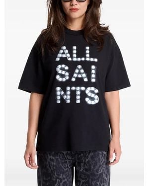 AllSaints Neon Etta Logo-Print T-Shirt - Black