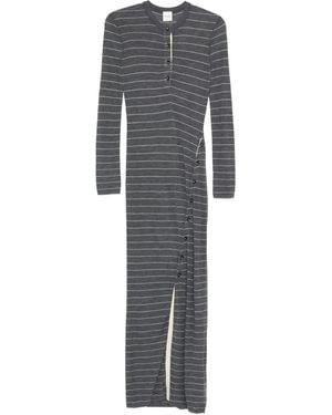 Nanushka Dakoa Striped Button-Front Maxi Dress - Grey