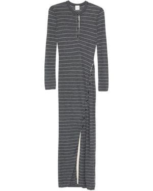 Nanushka Gestreiftes Dakoa Maxikleid mit Knöpfen - Grau