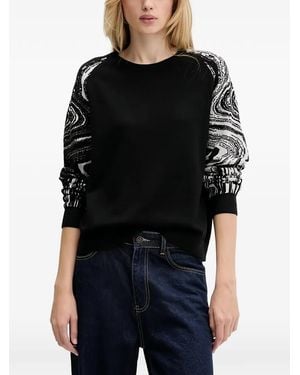 Desigual Marbled-Sleeve Jumper - Black
