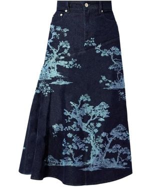 Erdem Denim Midi Skirt - Blue