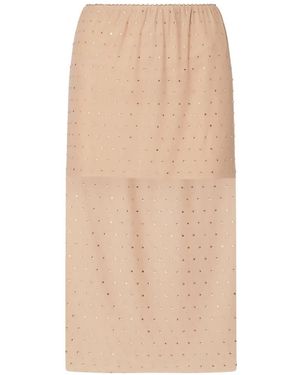 Liu Jo Embroidered Tulle Midi Skirt - Natural