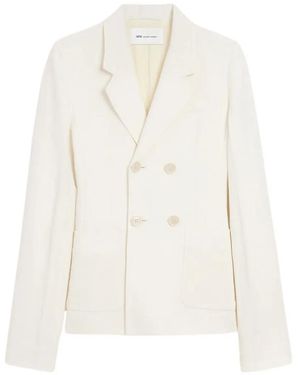 Ami Paris Double-Breasted Peak-Lapel Blazer - White