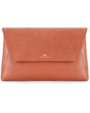 Elisabetta Franchi Leather Clutch Bag - Orange