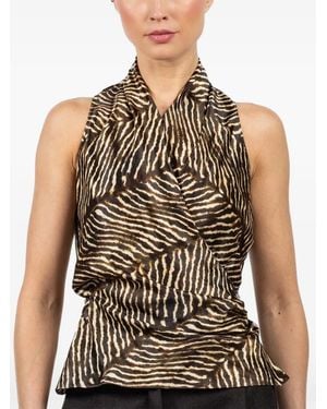 Peter Cohen Zebra-Print Tie Top - Black