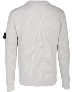 Stone Island Ribbed-Knit Logo-Patch Sweater - White