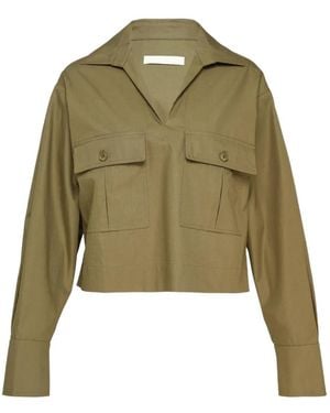 Club21 Collection Imogen Flap-Pocket Long-Sleeve Blouse - Green
