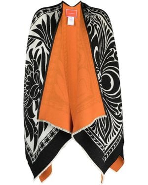 La DoubleJ Reverible Poncho Mix Tile Placée - Black