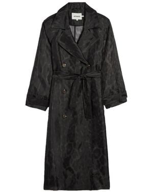 Apparis Gabardina Lana Con Cinturón - Negro
