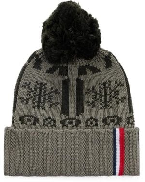 Rossignol Pom-Pom Intarsia-Knit Beanie Hat - Black