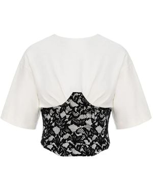 Hamza Marsilia Sheer Lace Corset Top - White