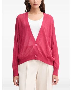 Benetton Fine-Knit V-Neck Cardigan - Red