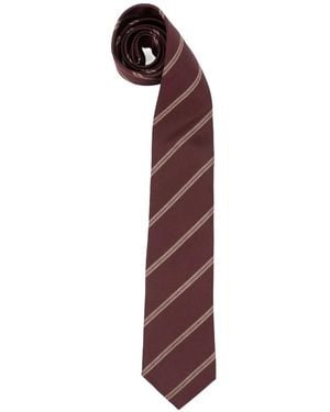 Brunello Cucinelli Diagonal-Stripe Silk Tie - Purple