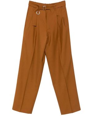 Etudes Studio Loose Suit Belted Pleated Trousers - Brown