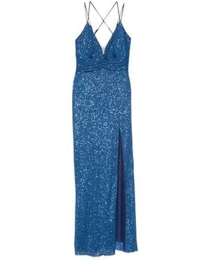 Hanita Sequin-Embellished Side-Slit Maxi Dress - Blue