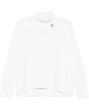 Fabiana Filippi Pull À Détail De Broche Et Col Roulé - White