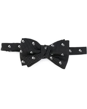 McQueen Skull Polka Dot Print Bow Tie Black/white