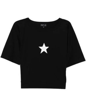 agnès b. Star-Print T-Shirt - Black