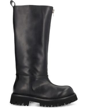 Moschino Zip Leather Boots - Black