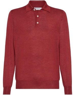 Brunello Cucinelli Long-Sleeve Polo Shirt - Red