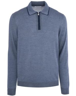 Gran Sasso Tennis Zip-Fastening Polo Shirt - Blue