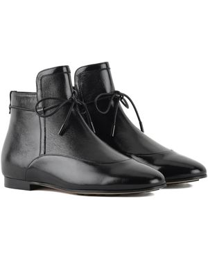Giorgio Armani Leather Ankle Boots - Black