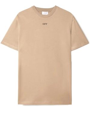 Off-White c/o Virgil Abloh Stitch-detail T-shirt - ナチュラル