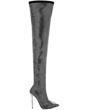 Philipp Plein Rhinestone-Embellished Boots - Black