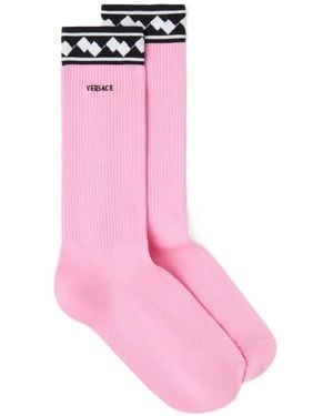Versace Calcetines De Canalé Bordados - Rosa