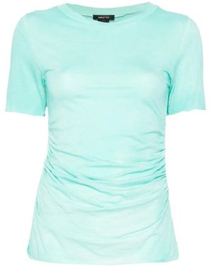 Avant Toi Draped-Detail T-Shirt - Blue
