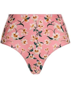 Agua Bendita Bas De Bikini Promesa Taille Haute Brodé À La Main - Rose