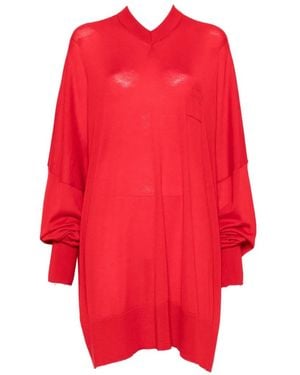ROT V-Neck Oversized Jumper - Red