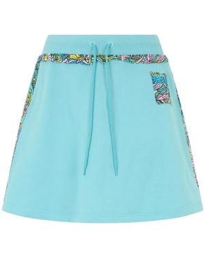 Moschino Graphic-Print Drawstring Mini Skirt - Blue