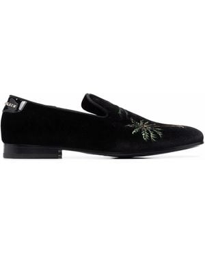 Philipp Plein Palm エンブロイダリー ローファー - ブラック