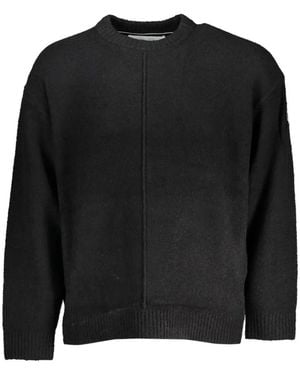 Calvin Klein Seam-Detail Crew-Neck Cotton Jumper - Black