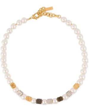 Moschino Logo-Beaded Necklace - White