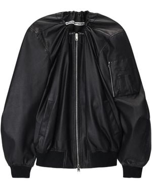 Alexander Wang Gathered-Detail Leather Jacket - Black