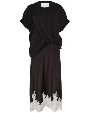 3.1 Phillip Lim Lace-Trim Twisted Midi Dress - Black