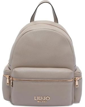 Liu Jo Sac À Dos Zippé À Logo - Gris