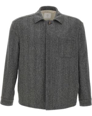 Eleventy Herringbone-Pattern Wool-Blend Shirt Jacket - Grey