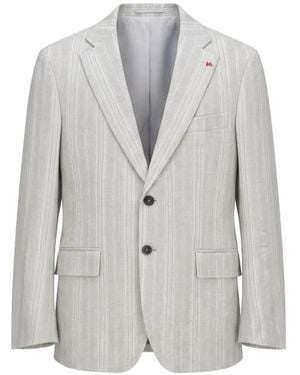 Isaia Pinstripe Single-Breasted Jacket - Gray