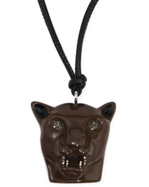 Bimba Y Lola Collar De Cuerda Largo Con Cabeza De Pantera - Blanco